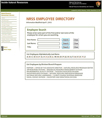 Page from the Employee Directory